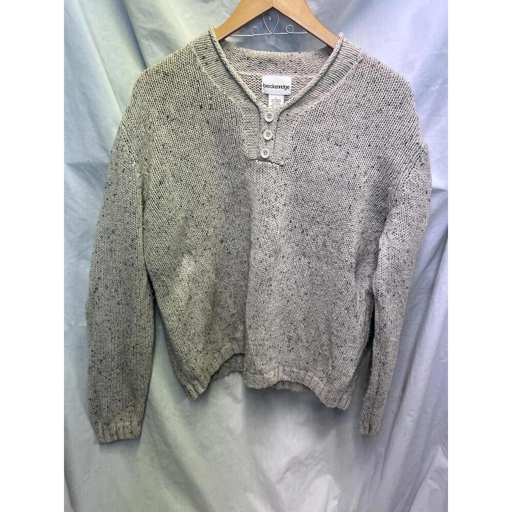 Breckenridge Sweater Unisex Large Tan Wool Blend Pullover Jumper Vintage Outdoor